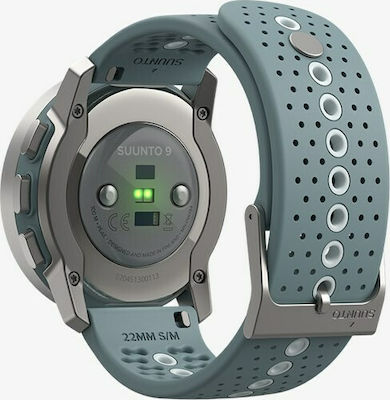 Suunto 9 Peak Titanium 43mm Αδιάβροχο Smartwatch με Παλμογράφο (Moss Gray)