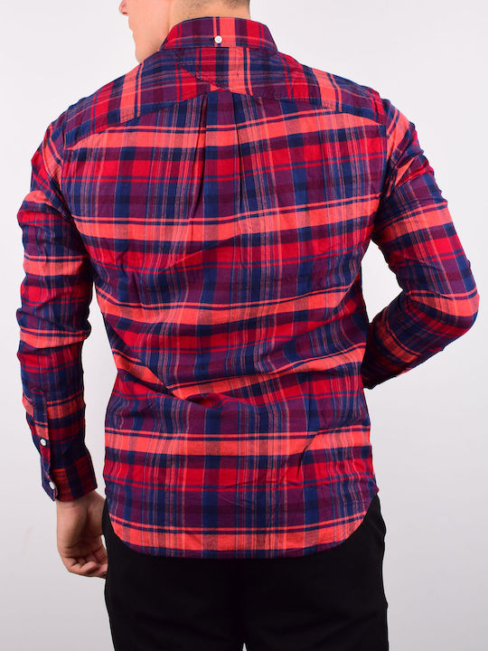 Scotch & Soda Men's Shirt Long Sleeve Checked Red / Blue