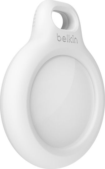 Belkin Secure Holder with Strap Keychain Cazul Keychain Silicon pentru AirTag în culoarea Alb