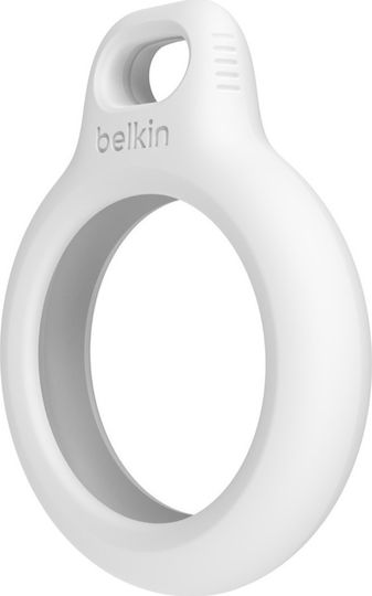 Belkin Secure Holder with Strap Keychain Cazul Keychain Silicon pentru AirTag în culoarea Alb
