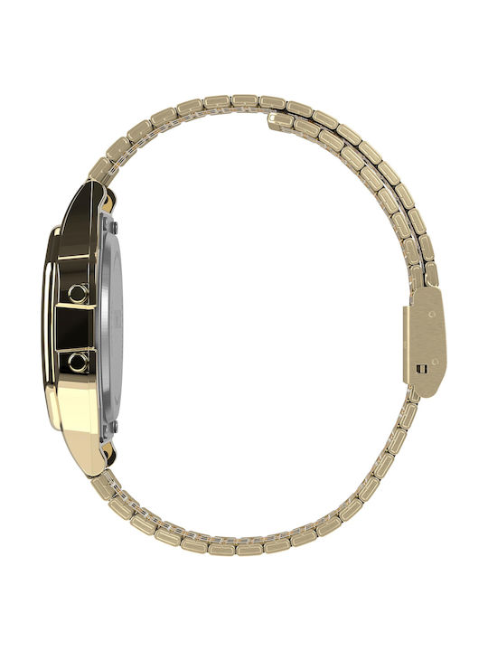 Timex T80 Ψηφιακό Ανδρικό Ρολόι 34mm Μπαταρίας με Χρυσό Μεταλλικό Μπρασελέ