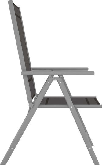 vidaXL Chair Beach Aluminium Black 54x73cm Set of 2pcs