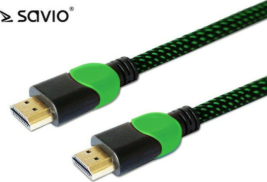 Savio HDMI 2.0 Premium High Speed 4K 60Hz HDR Braided Cable HDMI Male - HDMI Male Length 1.8m Black