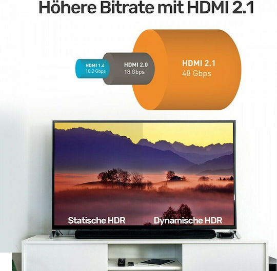 Unitek HDMI 2.1 Ultra High Speed 48Gbps 4K 120Hz HDR VRR Cable HDMI Male - HDMI Male 3m Black
