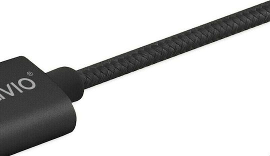 Savio Braided USB to Type-C / micro USB Cable 2.1A Μαύρο 1m (CL-128)