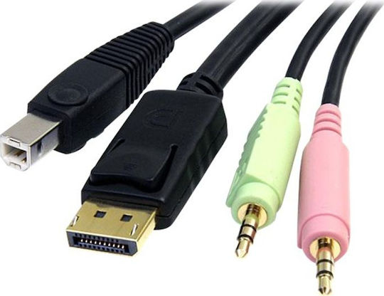 StarTech 4-in-1 USB DisplayPort KVM Switch Cable w/ Audio & Microphone 1.8m