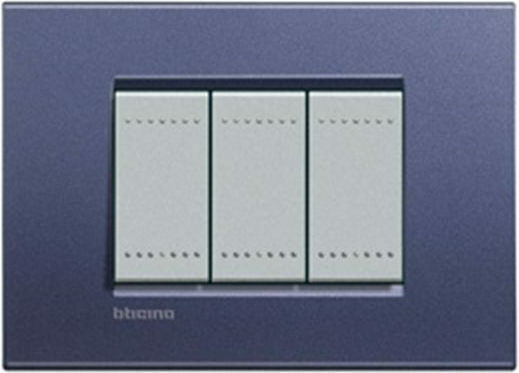 Legrand Bticino Living Light Switch Frame 3 Positions Horizontal Installation in Blue Color LNA4803CB
