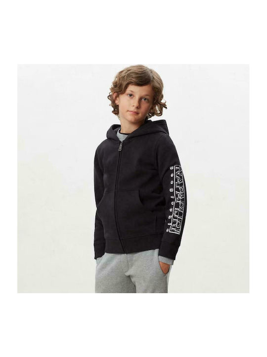 Napapijri Boys Hooded Sweatshirt K Boli with Zipper Black