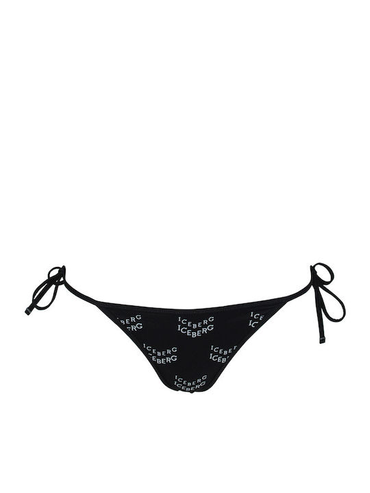 ICE1WBT14 Bikini Slip με Κορδονάκια Μαύρο