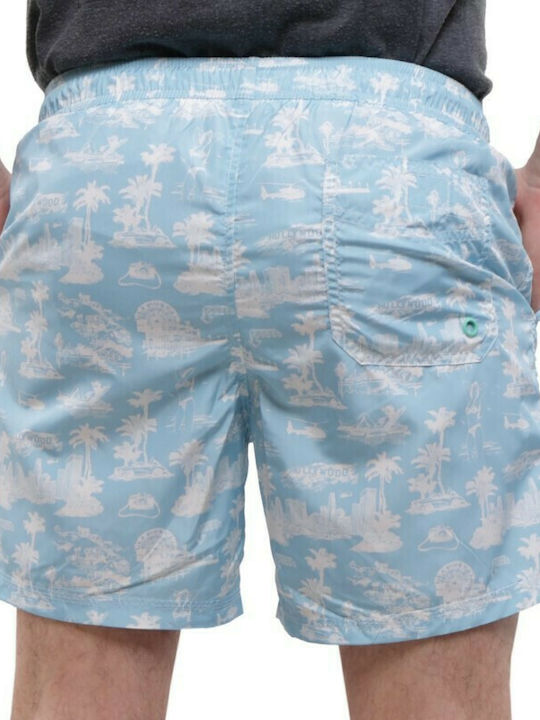 Guess Herren Badebekleidung Shorts Hellblau mit Mustern