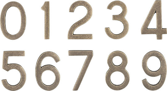 Roline House Number 9 Sign Gold 5.5cm Antique