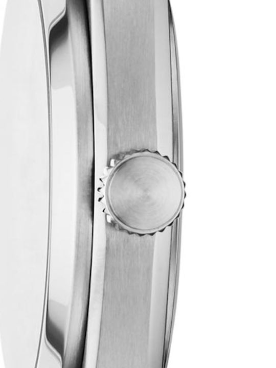 Fossil Everett Silver Ανδρικό Ρολόι 42mm Μπαταρίας με Ασημί Μεταλλικό Μπρασελέ