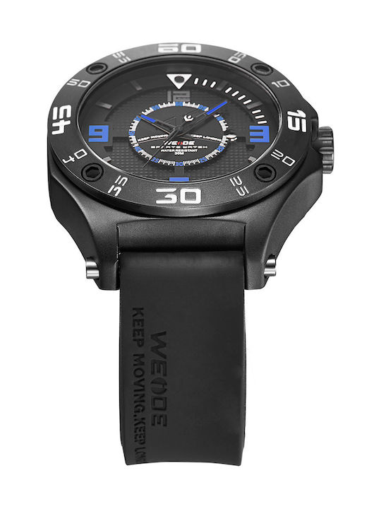 Weide Men's Watch 47mm Battery with Black Rubber Strap