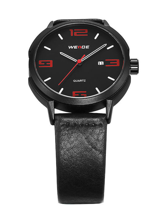 Weide Men's Watch 40mm Battery with Black Leather Strap