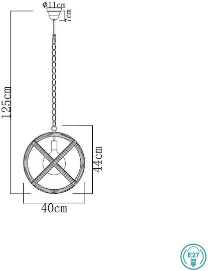 Globo Lighting Ulleu Lustră Bej cu frânghie pentru Dulie E27