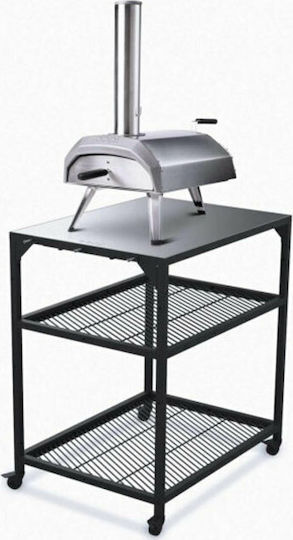 Rechteckig Beistelltisch Metall mit Rollen Silber B80xT60xH90cm