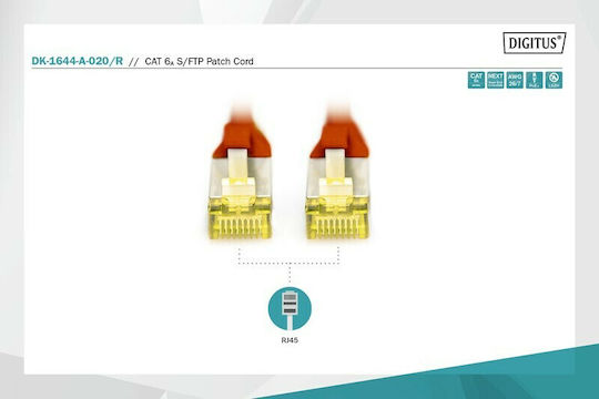 Digitus S/FTP Cat.6a Ethernet Network Cable 2m Red 1pcs