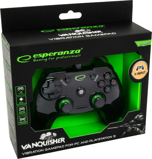 Esperanza Vanquisher Ενσύρματο Gamepad για PC / PS3 Μαύρο