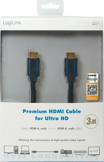 LogiLink Cable HDMI male - HDMI male 3m Μαύρο