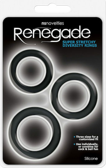 Ns Novelties Renegade Diversity Rings Set Black