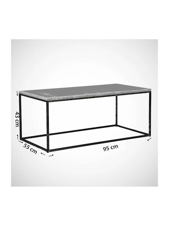 Rectangular Coffee Table Saffron Wooden White / Black L95xW55xH43cm.