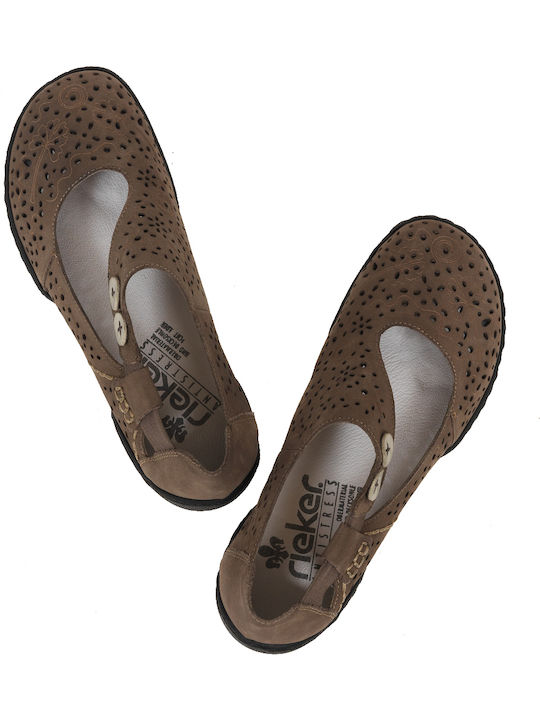 Rieker Anatomic Leather Ballerinas Tabac Brown