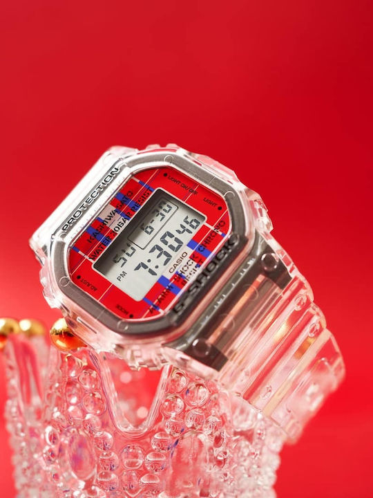 Casio G-Shock Ceas Digital Pentru Bărbați 43,8mm Cu Baterie Și Curea Din Cauciuc Albă
