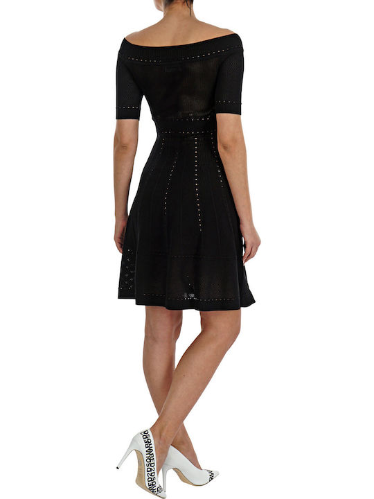 Dsquared2 Mini Καλοκαιρινό Βραδινό Πλεκτό Φόρεμα Μαύρο