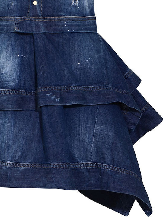 Summer Mini Denim Dress Blue
