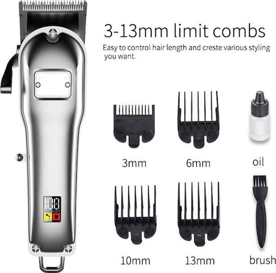 Bioshev Professional Silver Cut Professional Rechargeable Hair Clipper Silver