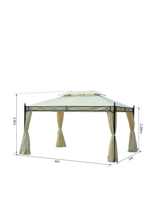Outsunny Κιόσκι Κήπου Εκρού 4x3m