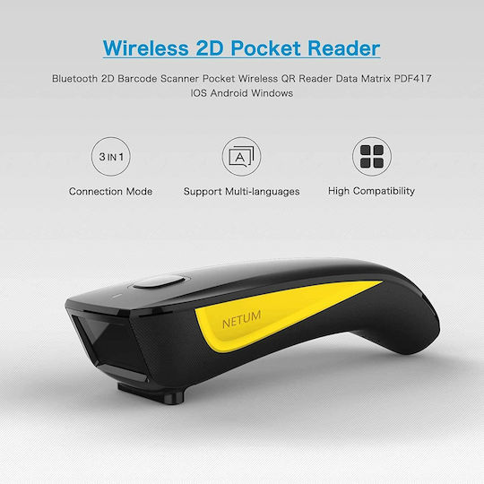 Netum Socket Scanner Wireless with 2D and QR Barcode Reading Capability