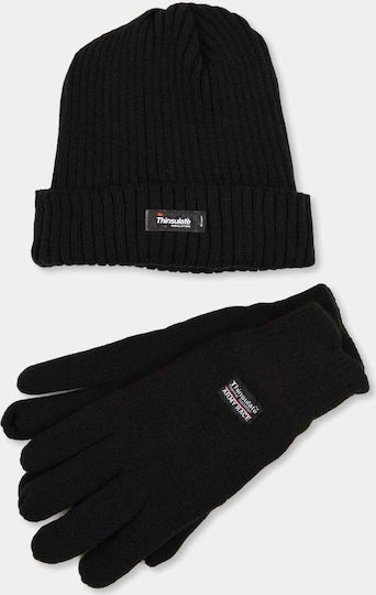 200200 Set with Beanie Knitted in Black color