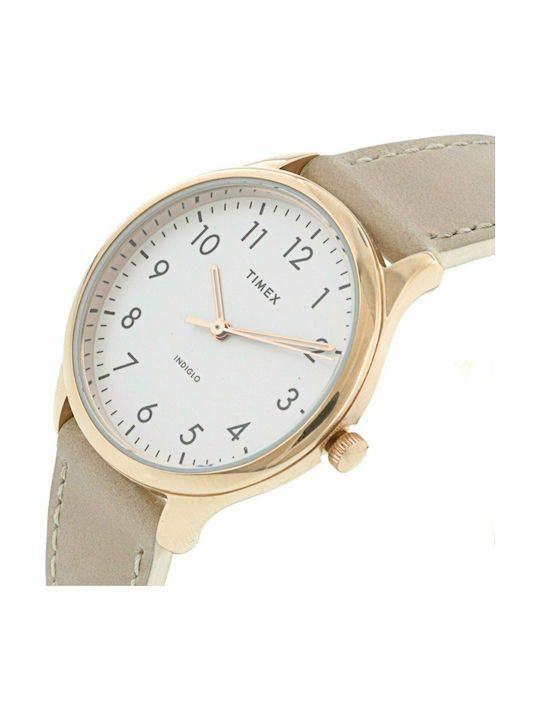 Timex Modern Easy Reader Дамски Часовник с Бежов Кожена Каишка