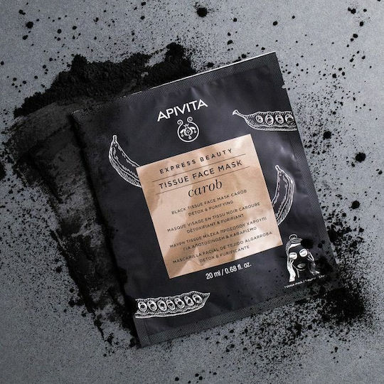 Apivita Tissue Face Mask Johannisbrotkernmehl Gesichtsmaske für das Gesicht für Reinigung 20ml