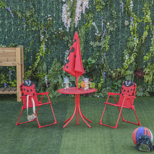 Ladybug Kids Table and Chairs Set Red Outsunny