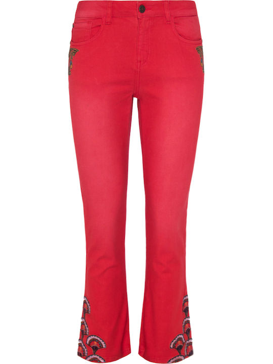 Nilo Women's Fabric Capri Trousers Red
