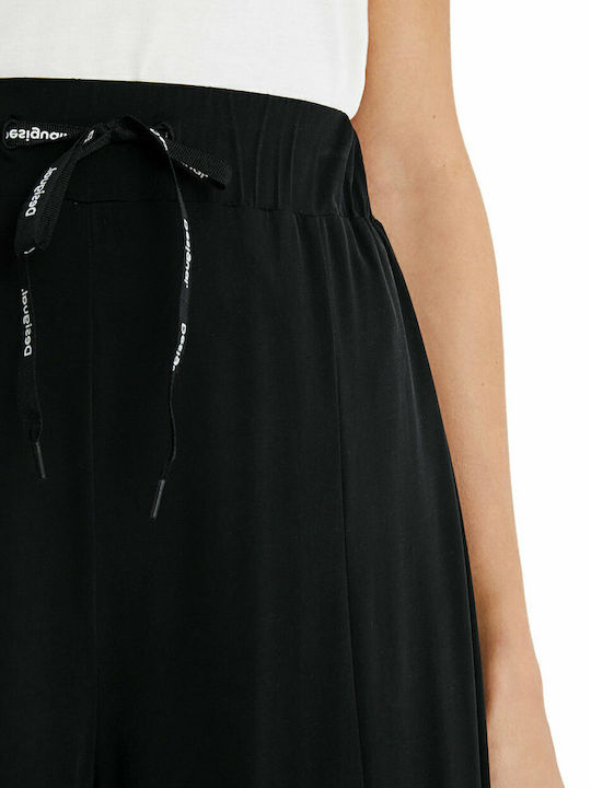 Women's High-waisted Fabric Trousers Black