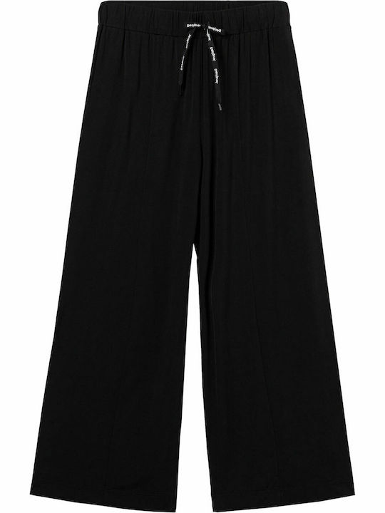 Women's High-waisted Fabric Trousers Black