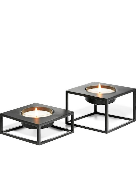 Philippi Solero Candle Holder suitable for Tealights Metal in Black Color 10x10x5cm 1pcs