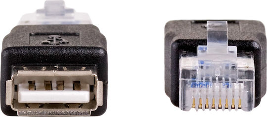 Akyga Конвертор USB-A женски към RJ-45 мъжки Черен 1бр AK-AD-27