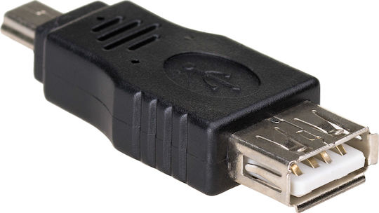 Akyga Конвертор мини USB мъжки към USB-A женски Черен 1бр AK-AD-07