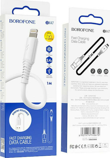 Borofone USB to Lightning Cable Λευκό 1m (BX47 Coolway)