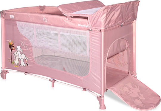 Lorelli Moonlight Кошара за игра 2 Нива с Променяща се Повърхност & Матрак Бежова роза 126x70см