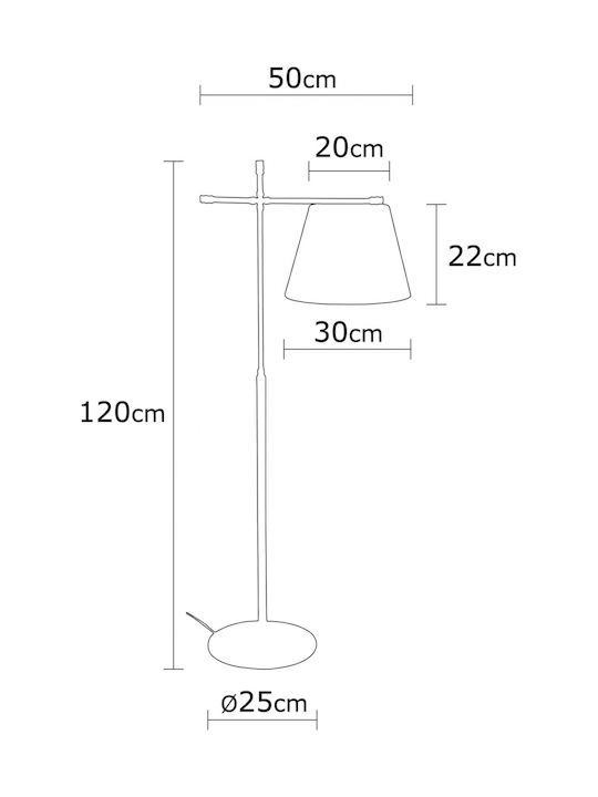 HomeMarkt Assos Floor Lamp H120xW50cm. with Socket for Bulb E27 Black
