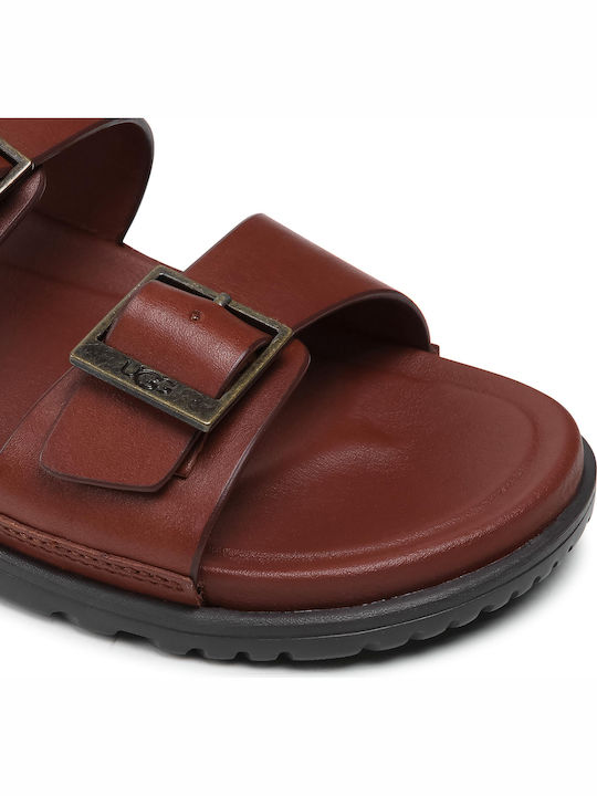 Wainscott Leder Herrensandalen in Burgundisch Farbe