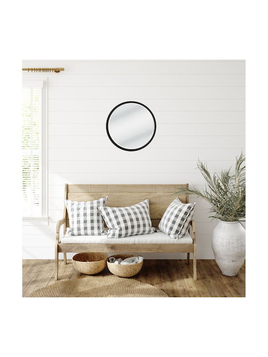 Liberta Wall Mirror with Black Wooden Frame Diameter 62cm 4pcs