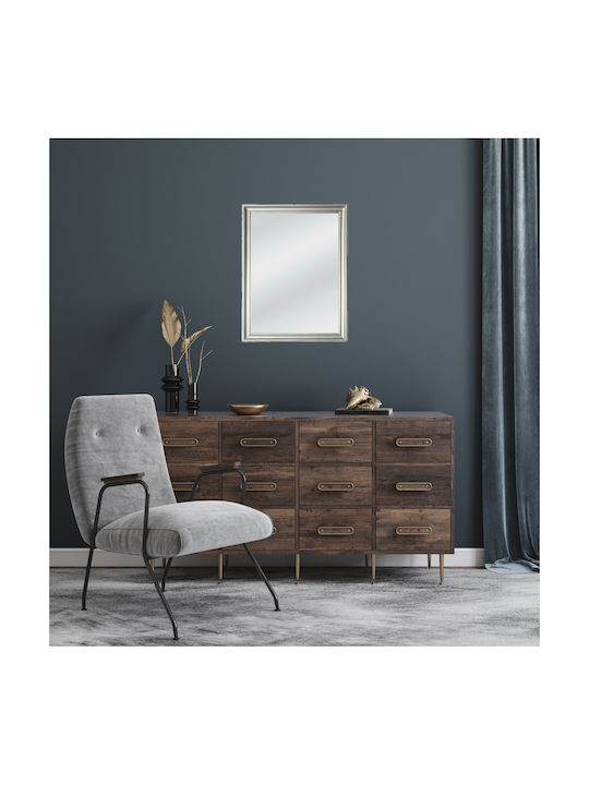 Liberta Frame Oglindă de Perete cu Argintiu Ramă din Lemn 80x60cm 1buc