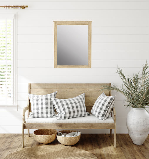 HomeMarkt Rosemary Wandspiegel mit Braun Hölzernes Rahmen 93x72cm 1Stück