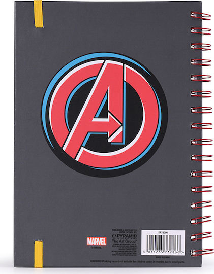 Pyramid International Avengers Burst Σημειωματάριο Σπιράλ A5 80 Φύλλων Ριγέ με Σκληρό Εξώφυλλο και Λάστιχο Πολύχρωμο